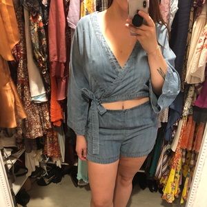 Free people denim romper- medium